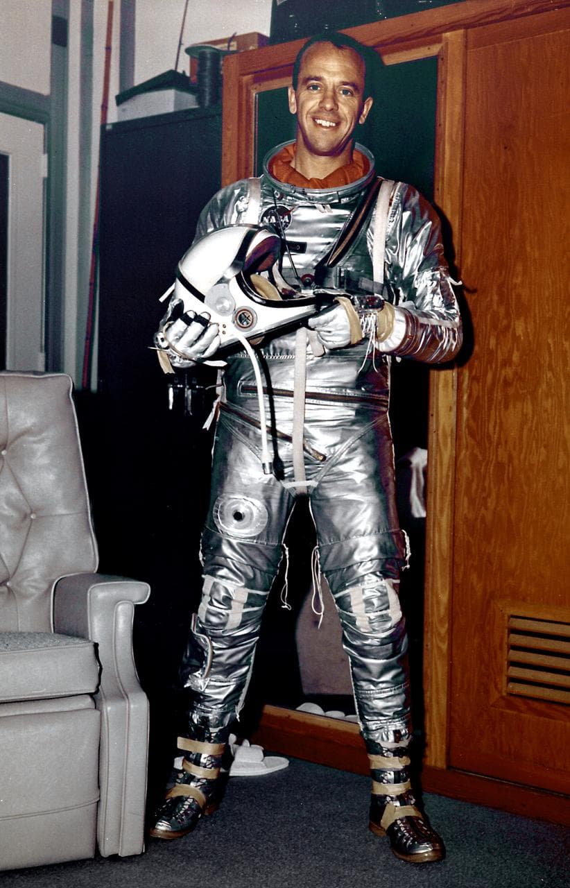 The Mercury Seven — America's first astronauts — in their silver pressure suits