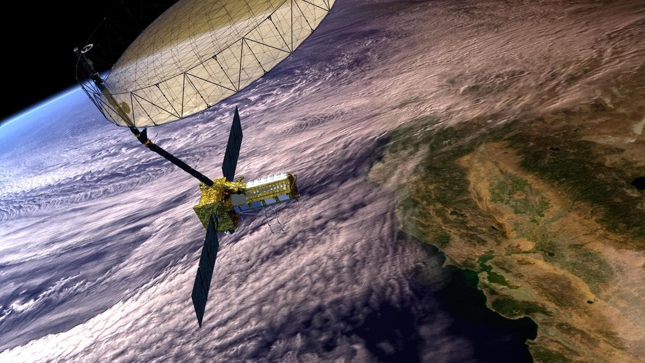 NISAR satellite in Earth orbit — the $1.5 billion joint NASA-ISRO Earth observation mission
