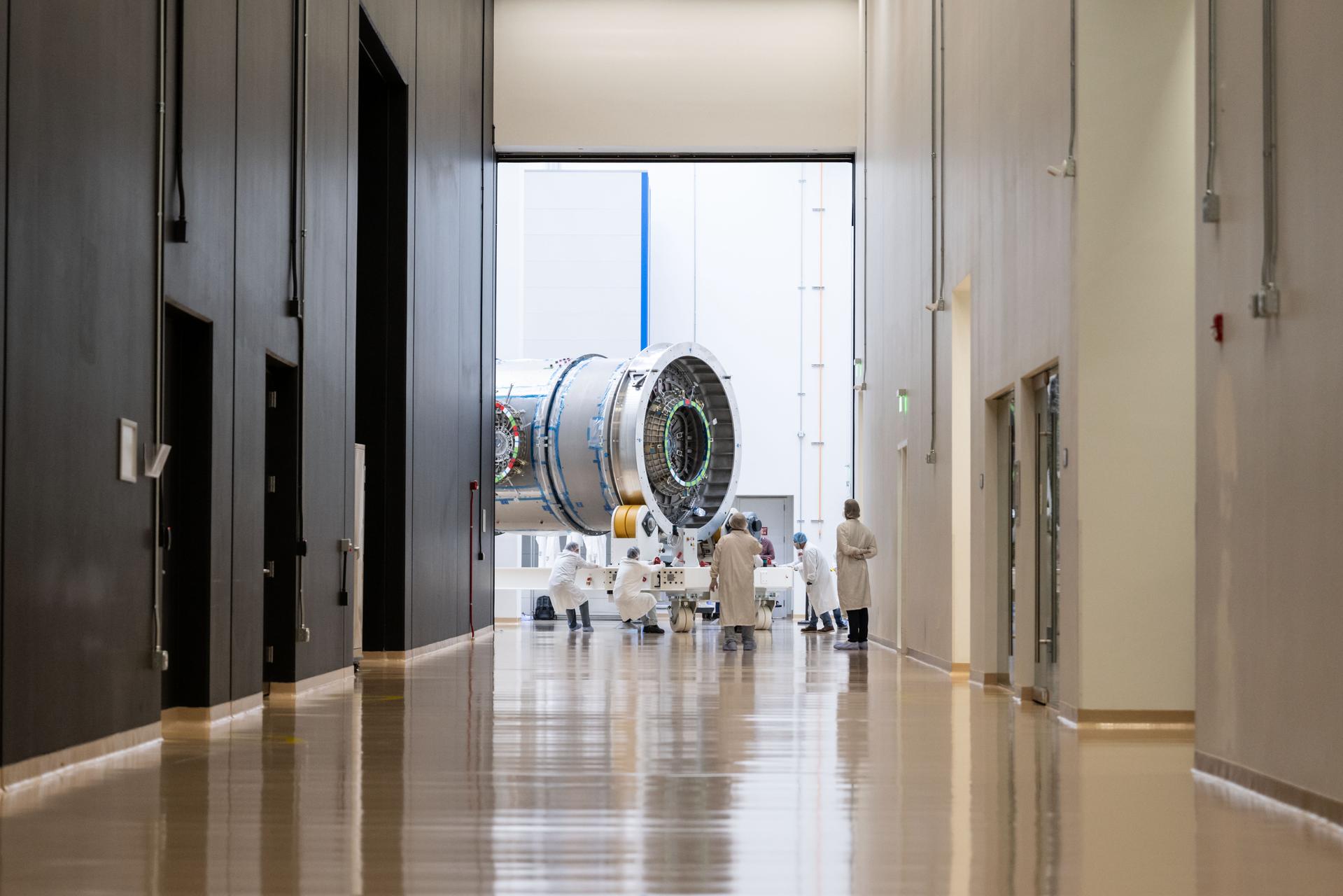 The Gateway's HALO module being transported at Northrop Grumman's Arizona facility after arriving from Italy for final outfitting