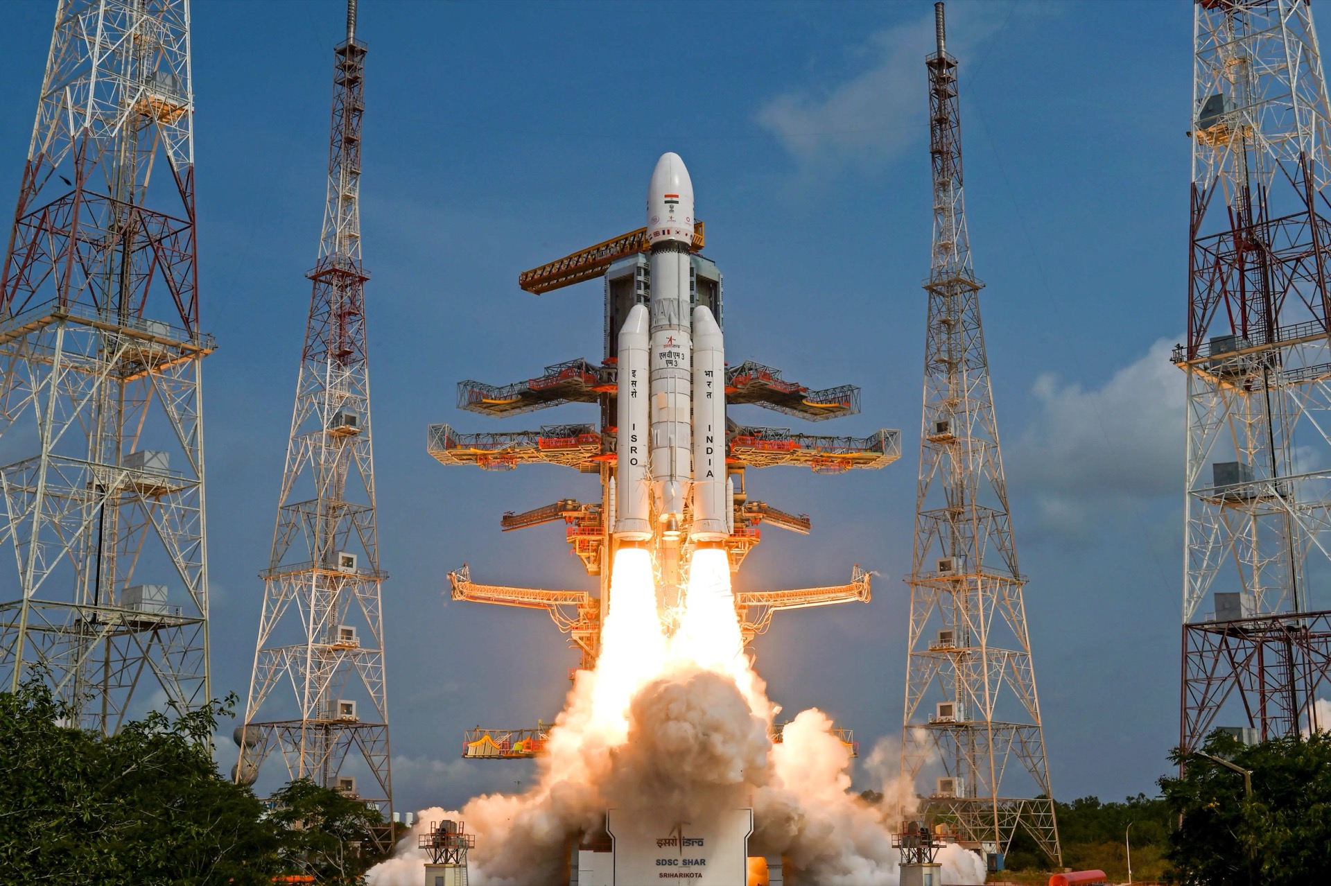LVM3 rocket launching the OneWeb India-2 commercial satellite deployment mission from Sriharikota