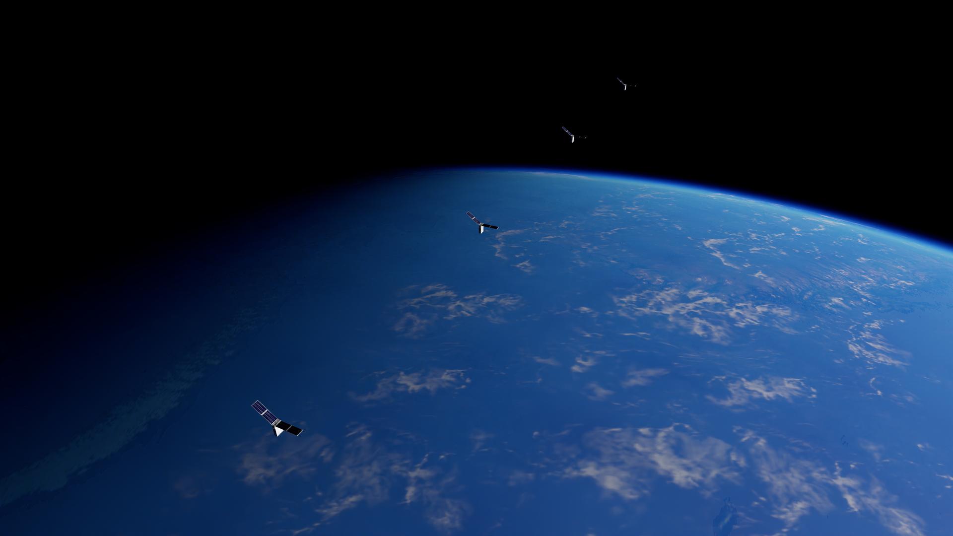 Satellite swarm in low Earth orbit illustrating the concept of orbital computing constellations