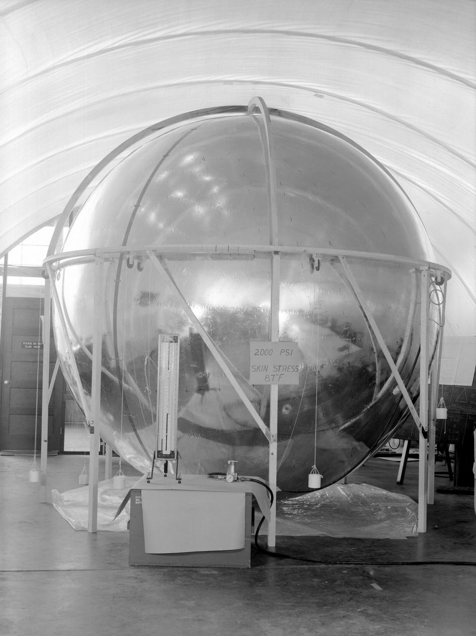 A replica of Sputnik 1, the first artificial satellite, launched by the Soviet Union on October 4, 1957